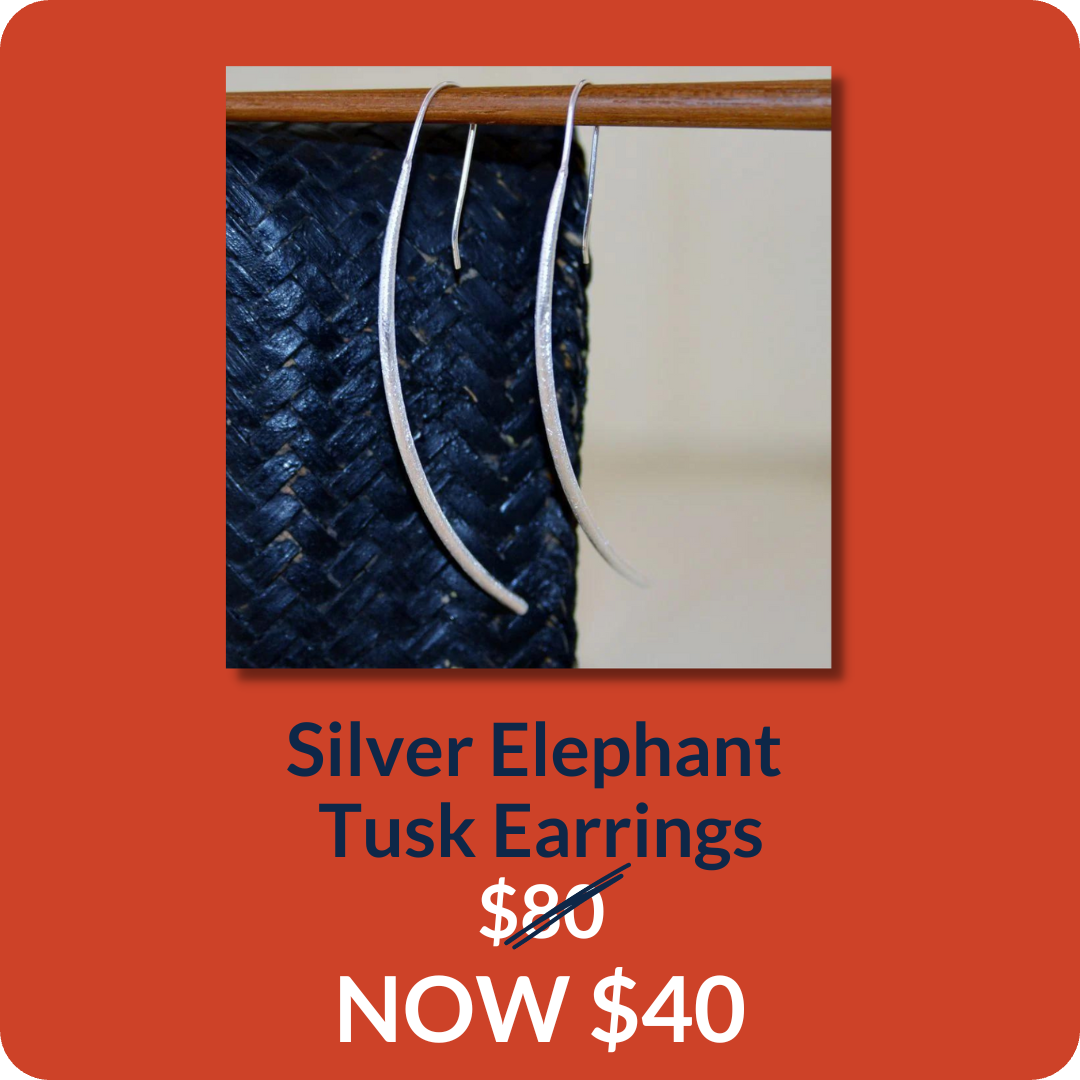 Silver Elephant Tusk Earrings