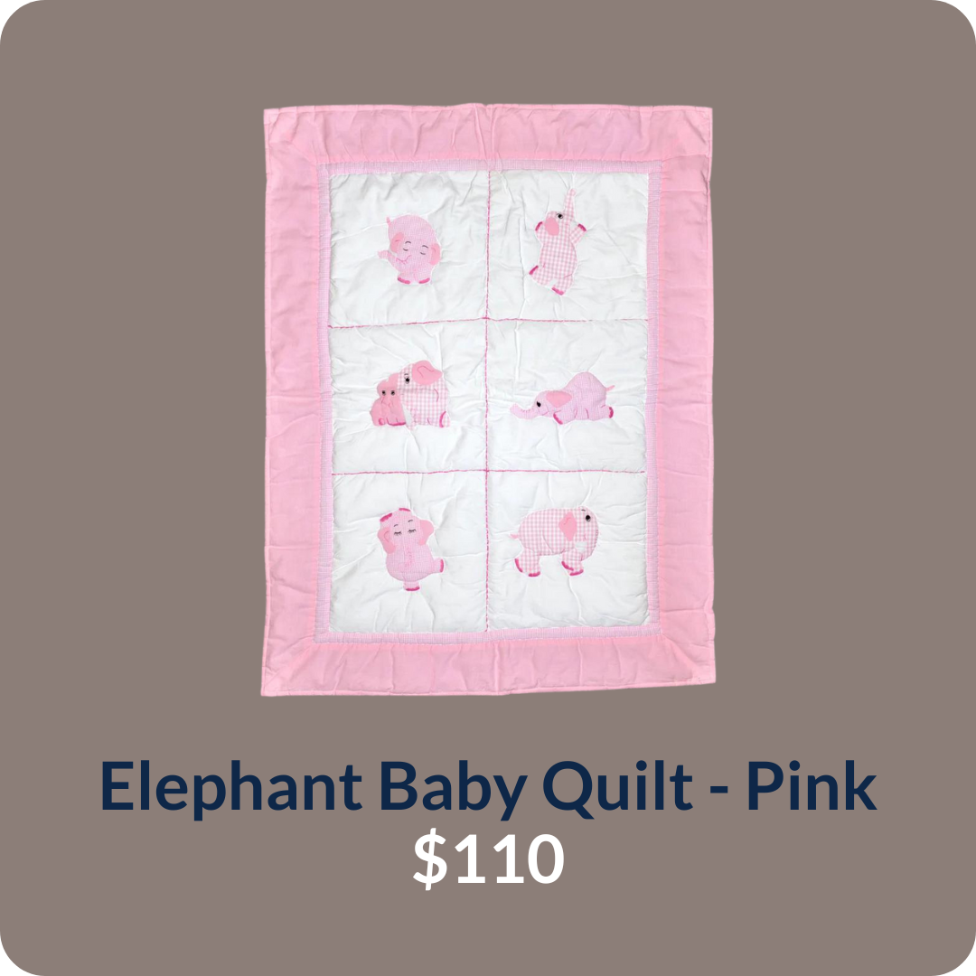 Elephant Baby Quilt - Pink
