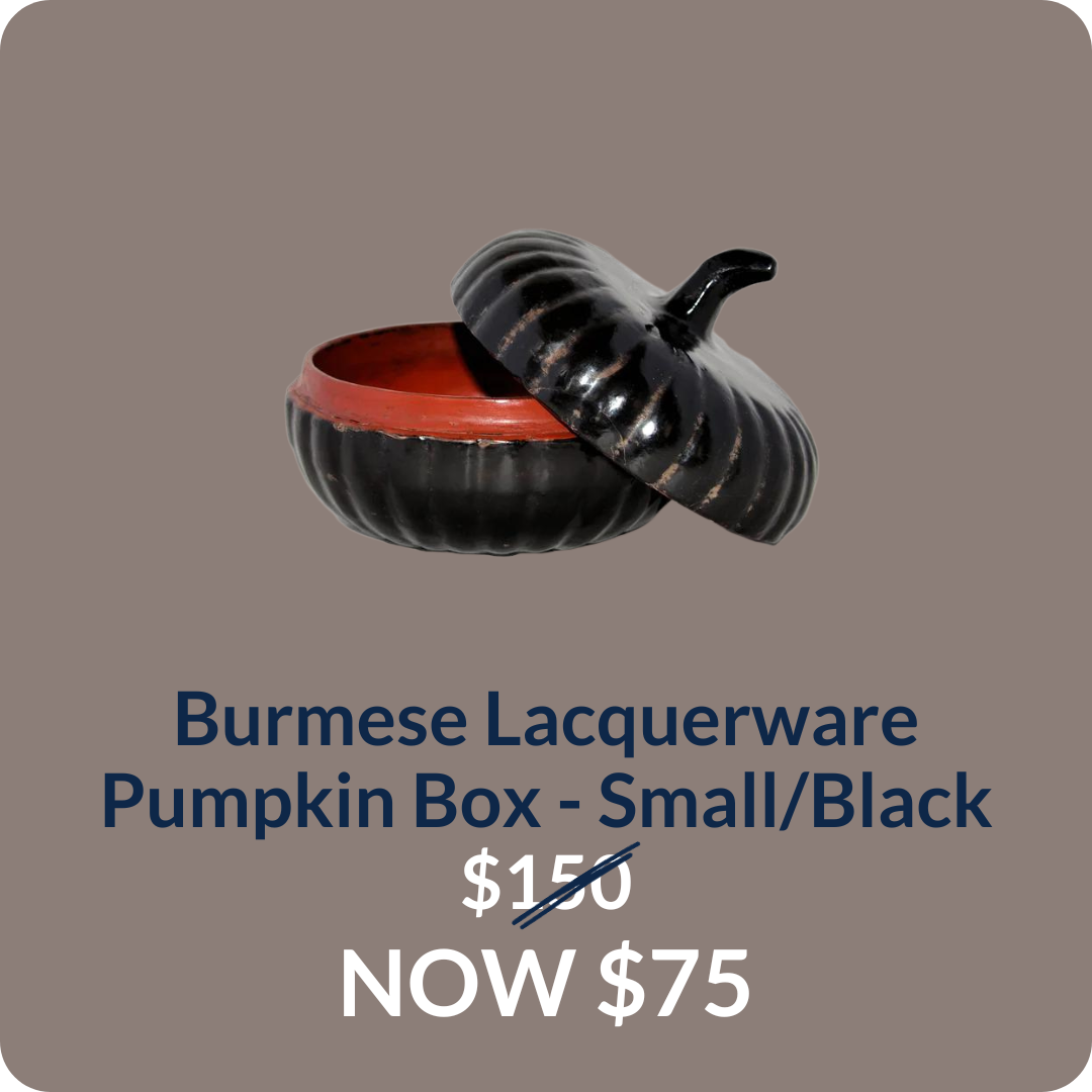 Burmese Lacquerware Pumpkin Box (small/black)