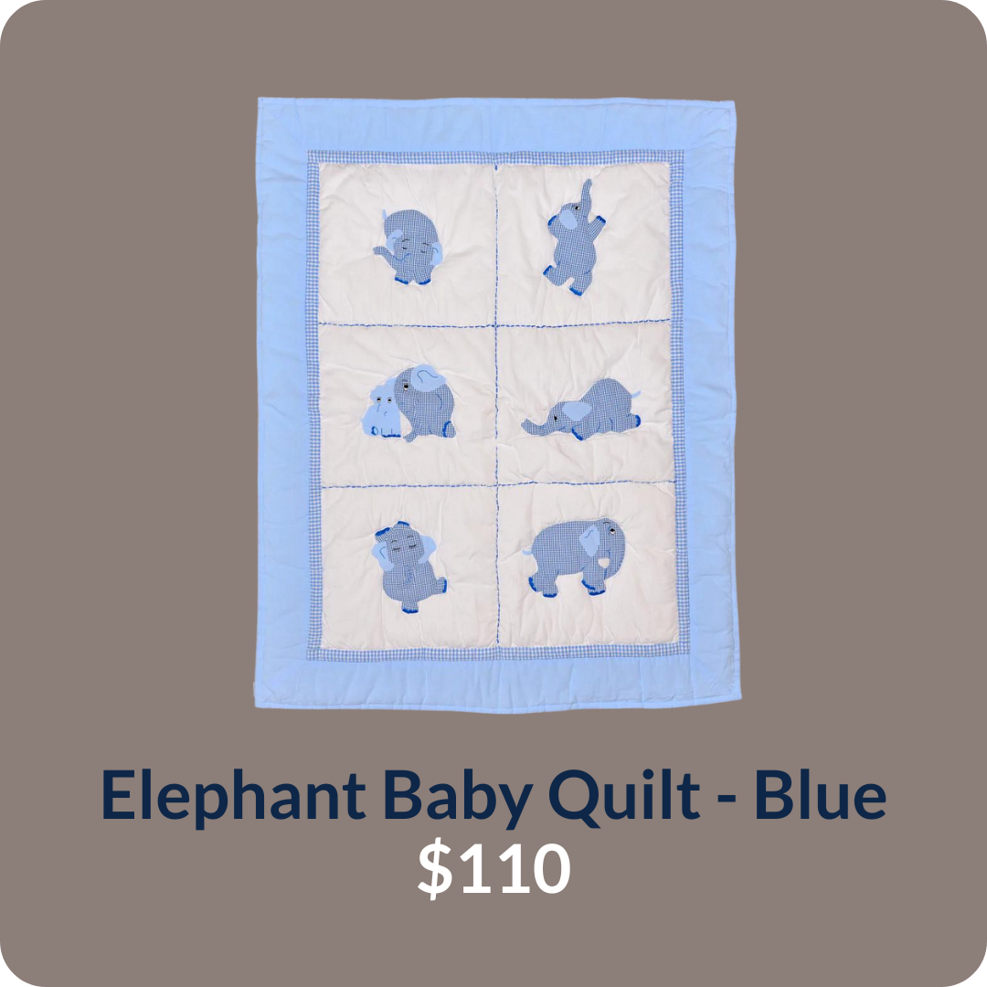 Elephant Baby Quilt - Blue