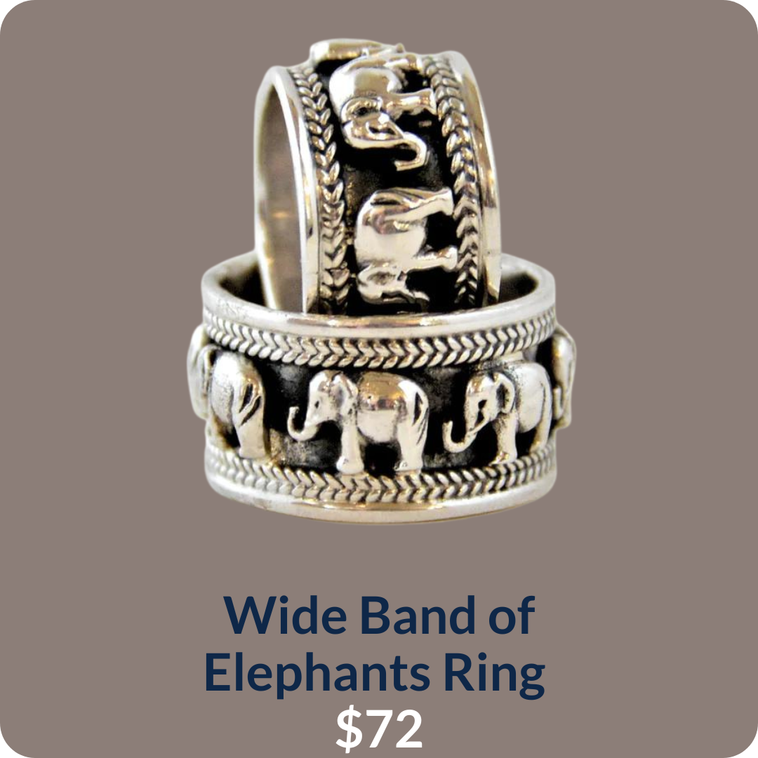 Wide Band of Elephants Ring