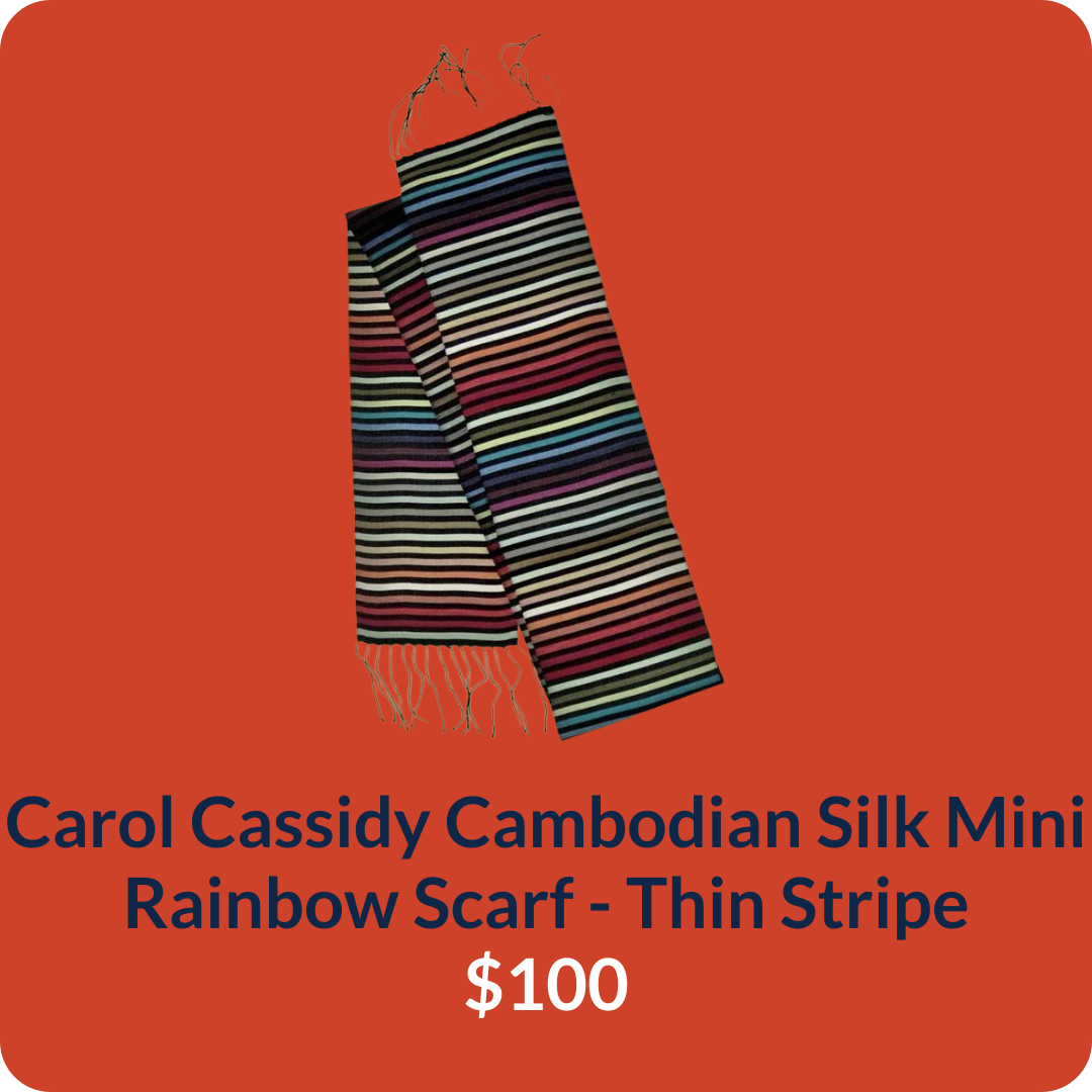 Carol Cassidy Cambodian Silk Mini Rainbow Scarf - Thin Stripe