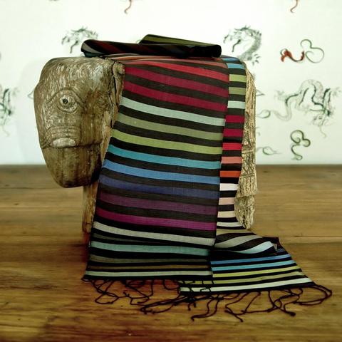 Carol Cassidy Cambodian Silk Mini Rainbow Scarf - Medium Stripe