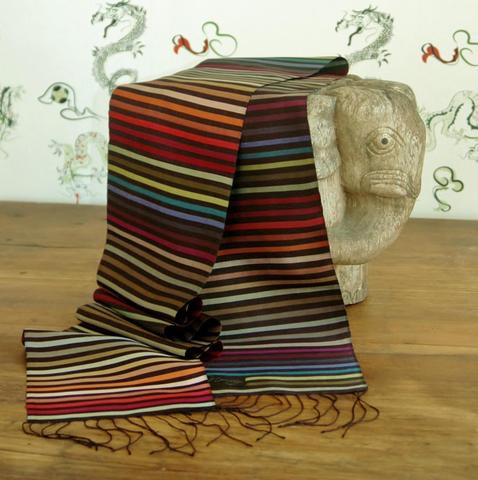 Carol Cassidy Cambodian Silk Mini Rainbow Scarf - Thin Stripe
