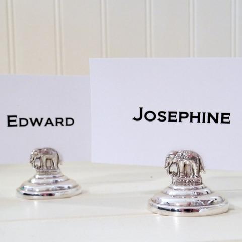 Sterling Silver Elephant Place Setting Card Holder