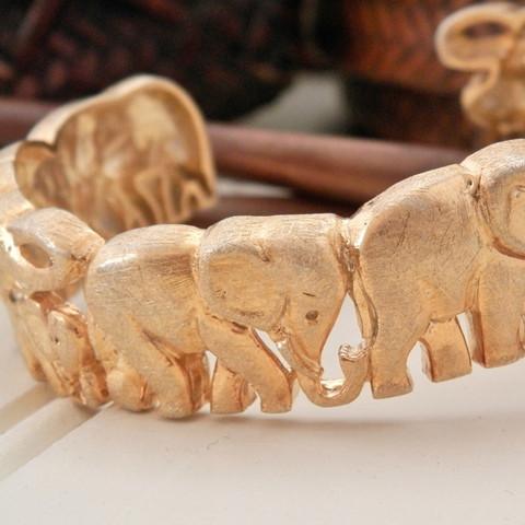 Gold Plate Elephant Cuff Bracelet