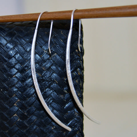 Brushed Sterling Silver Hook Earrings
