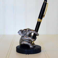 Pewter Elephant & Stingray Base Pen Holder - Charcoal