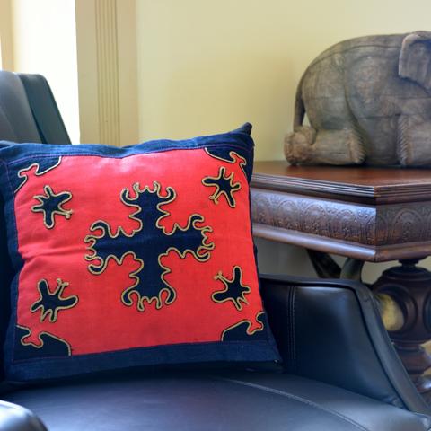 Pillow made from Yao Hill Tribe Fabric