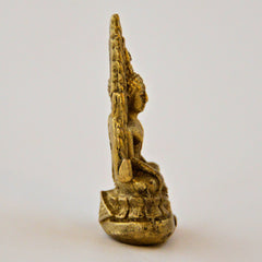 Bronze Buddha Sitting in Front of Fan