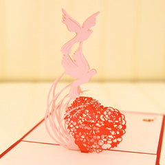 Vietnamese Hand-made Pop-up Card - Love Birds