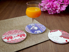 Water Absorbent Clay Coaster - Red Elephant Textile