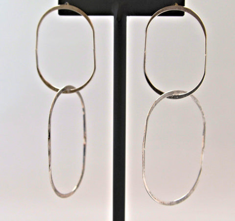 Brushed Sterling Silver Loop on Loop Stud Earrings