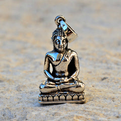 Sterling Silver Buddha Pendant - Large (1.3in/34mm)