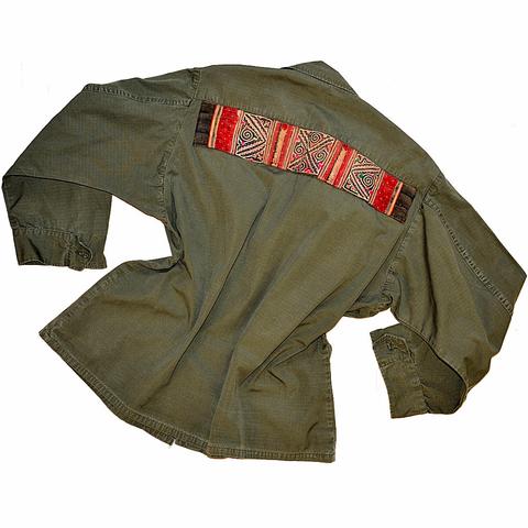 Vietnam Era Jungle Fatigue Jackets with Vintage Hmong Fabric (Large/Short)