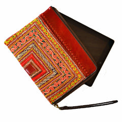 Leather iPad Case with Hmong Fabric