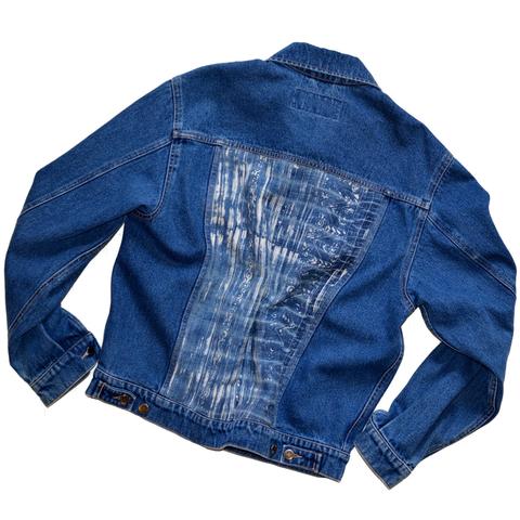 Jean Jacket with Vintage Hill Tribe Fabric (Mens Medium)