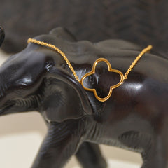 Gold Chain Bracelet with Four Sided Emblem