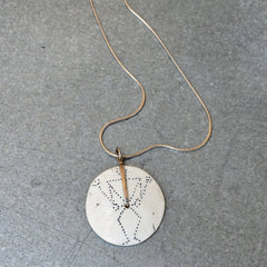 Conch Shell with Stick Figure Pendant Necklace (off-white)