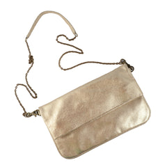 Olivia Dar Suede with Gold Metallic Bianca Clutch
