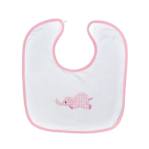 Laying Elephant Back Button Bib - Pink