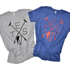 The Elephant Story Elephant Polo Mallet Tee in Heather Gray and Heather Blue