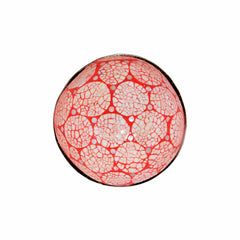 Eggshell Lacquered Coconut Shell Bowls - Pink and White Circle Pattern