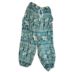 Cotton Elephant Pants - Turquoise