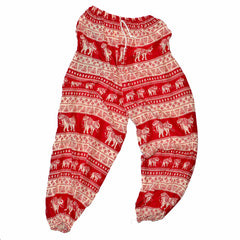 Elephant Print Pants - Red