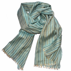 Pinstripe Silk Scarf - Green
