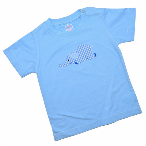 Short Sleeve Tee - Light Blue with Laying Elephant