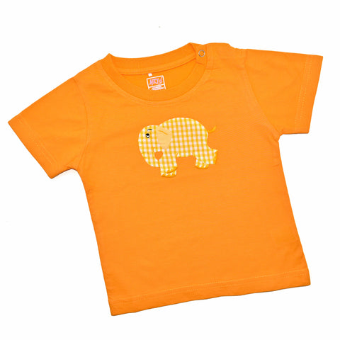Short Sleeve Tee - Orange with Standing Elephant