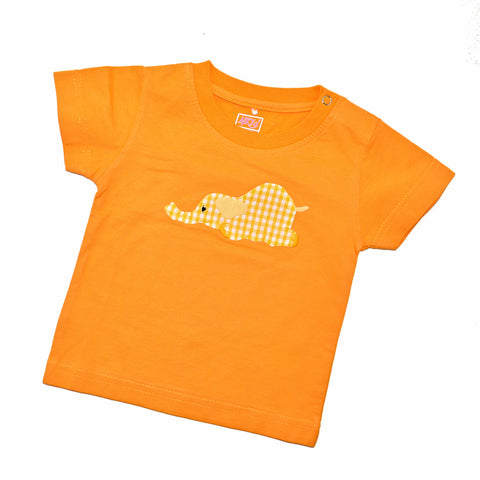 Short Sleeve Tee - Orange with Laying Elephant