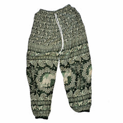 Elephant Print Pants - Olive