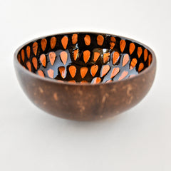 Oyster Shell Lacquered Coconut Bowl - Orange & Black