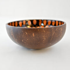Oyster Shell Lacquered Coconut Bowl - Orange & Black