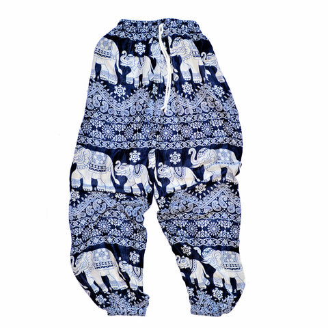 Elephant Print Pants - Navy Blue
