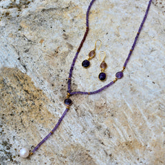 Mixed Gems & Baroque Pearls Necklace - Lavender
