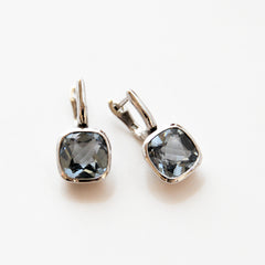 Silver Hook Topaz Earrings