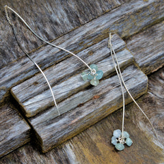 Aquamarine Bead and Sterling Silver Dangle Earrings