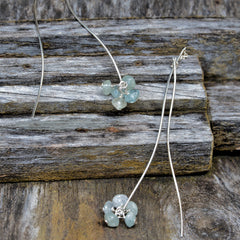 Aquamarine Bead and Sterling Silver Dangle Earrings