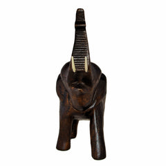 Hand Carved Elephant Figure (6 inch, Dark Color, Trunk Up)