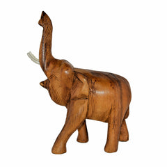 Hand Carved Elephant Figure (3 inch, Light Color, Trunk Up)
