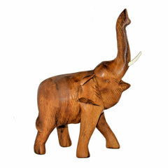 Hand Carved Elephant Figure (3 inch, Light Color, Trunk Up)