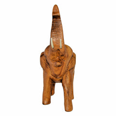 Hand Carved Elephant Figure (3 inch, Light Color, Trunk Up)