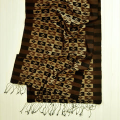 Carol Cassidy Black and Brown Rib Mok Ikat Shawl