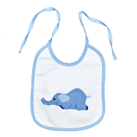 Laying Elephant Back Tie Infant Bib - Blue