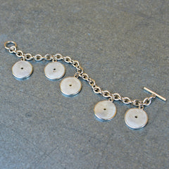 5 Silver Bound Conch Shell Charm Bracelet