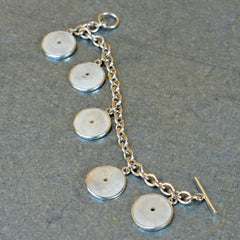 5 Silver Bound Conch Shell Charm Bracelet