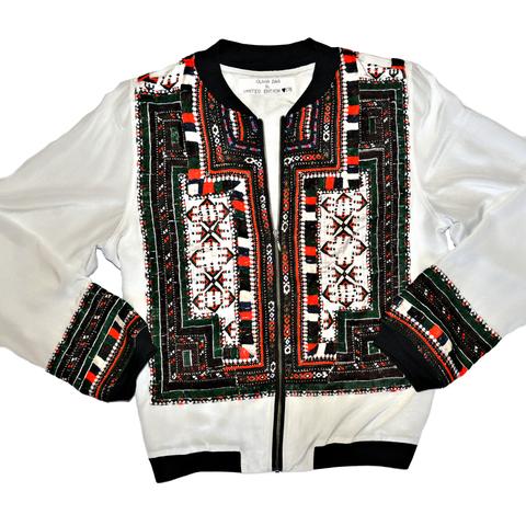 Limited Edition Embroidered Silk Crepe Bomber Jacket #178